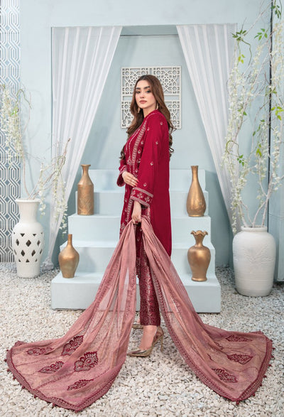 Tawakkal Fabrics 3 Piece Stitched Exclusive Viscose Schiffli Suit D-9825