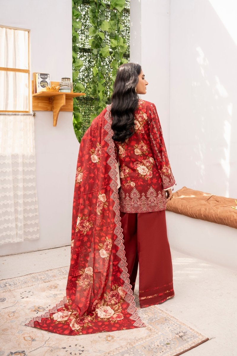 FIRDOUS 3 Piece Stitched Embroidered Printed Lawn Suit - D-771
