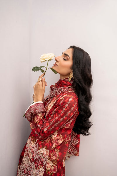 FIRDOUS 3 Piece Stitched Embroidered Printed Lawn Suit - D-771