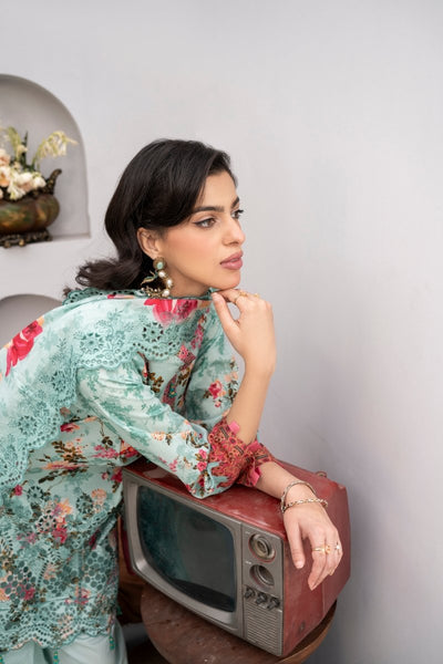 FIRDOUS 3 Piece Stitched Embroidered Printed Lawn Suit - D-772