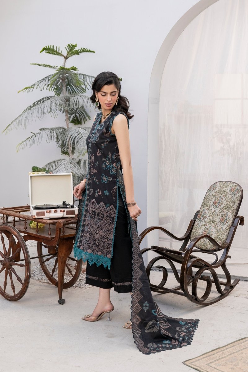 FIRDOUS 3 Piece Stitched Embroidered Printed Lawn Suit - D-775