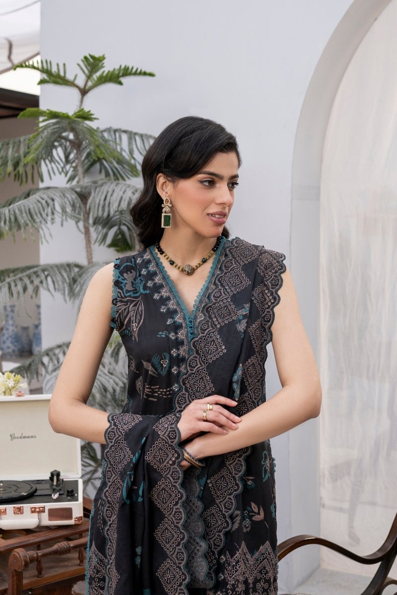 FIRDOUS 3 Piece Stitched Embroidered Printed Lawn Suit - D-775