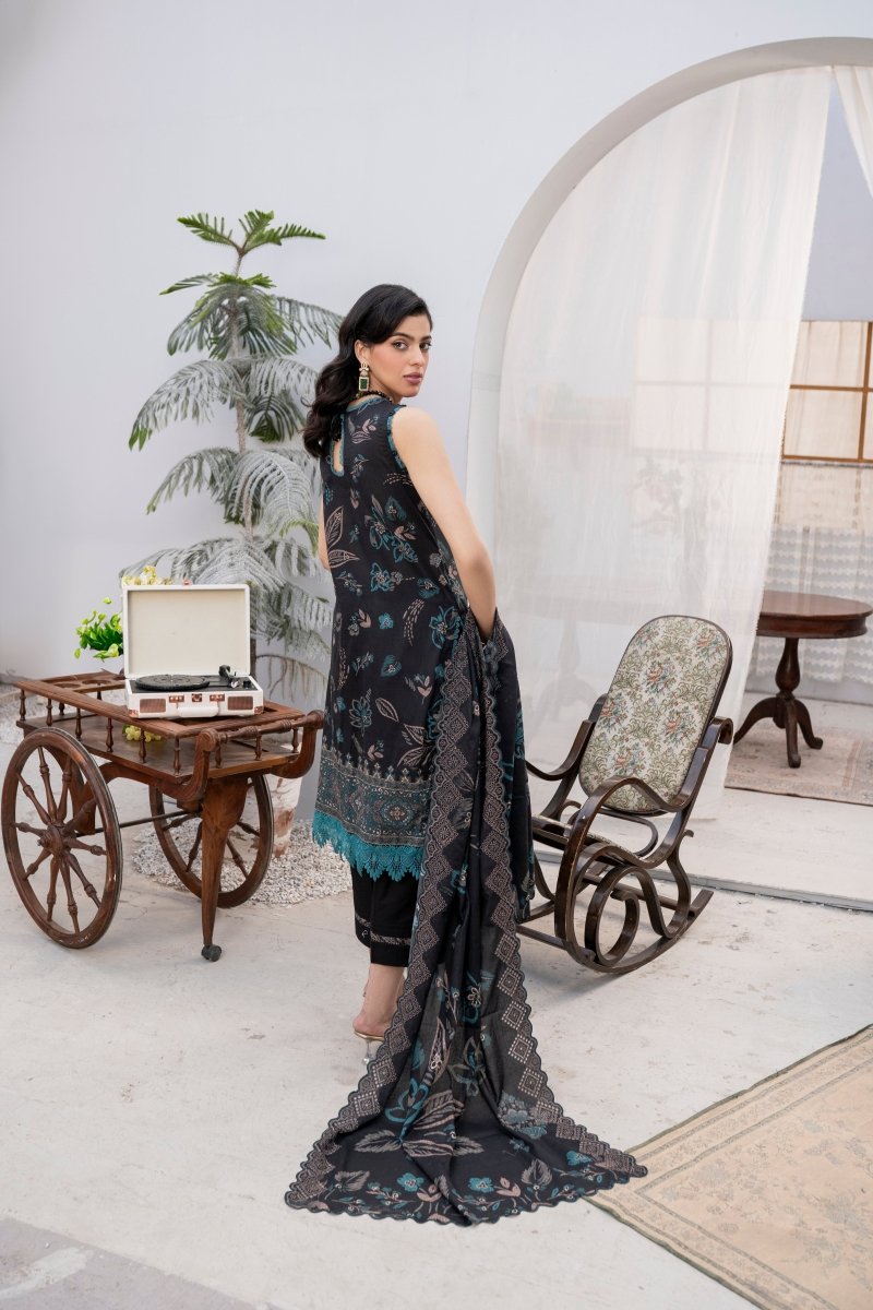 FIRDOUS 3 Piece Stitched Embroidered Printed Lawn Suit - D-775