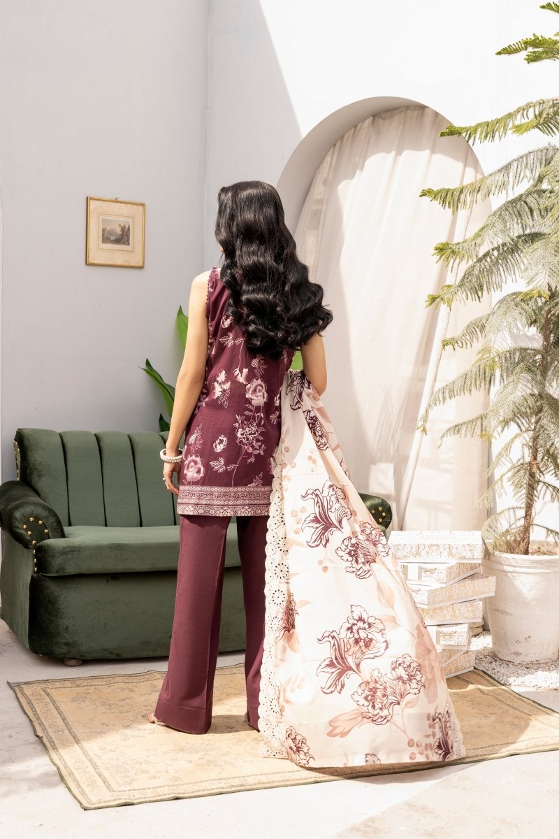 FIRDOUS 3 Piece Stitched Embroidered Printed Lawn Suit - D-780