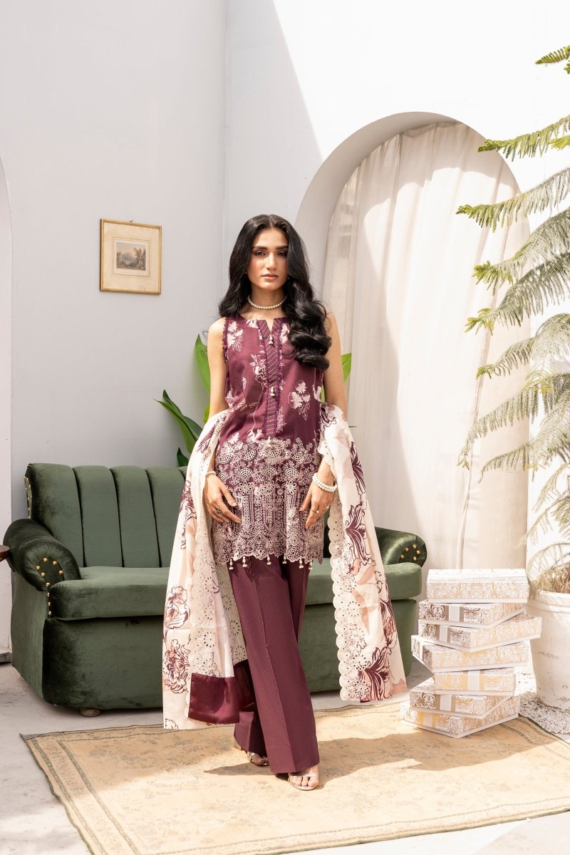 FIRDOUS 3 Piece Stitched Embroidered Printed Lawn Suit - D-780