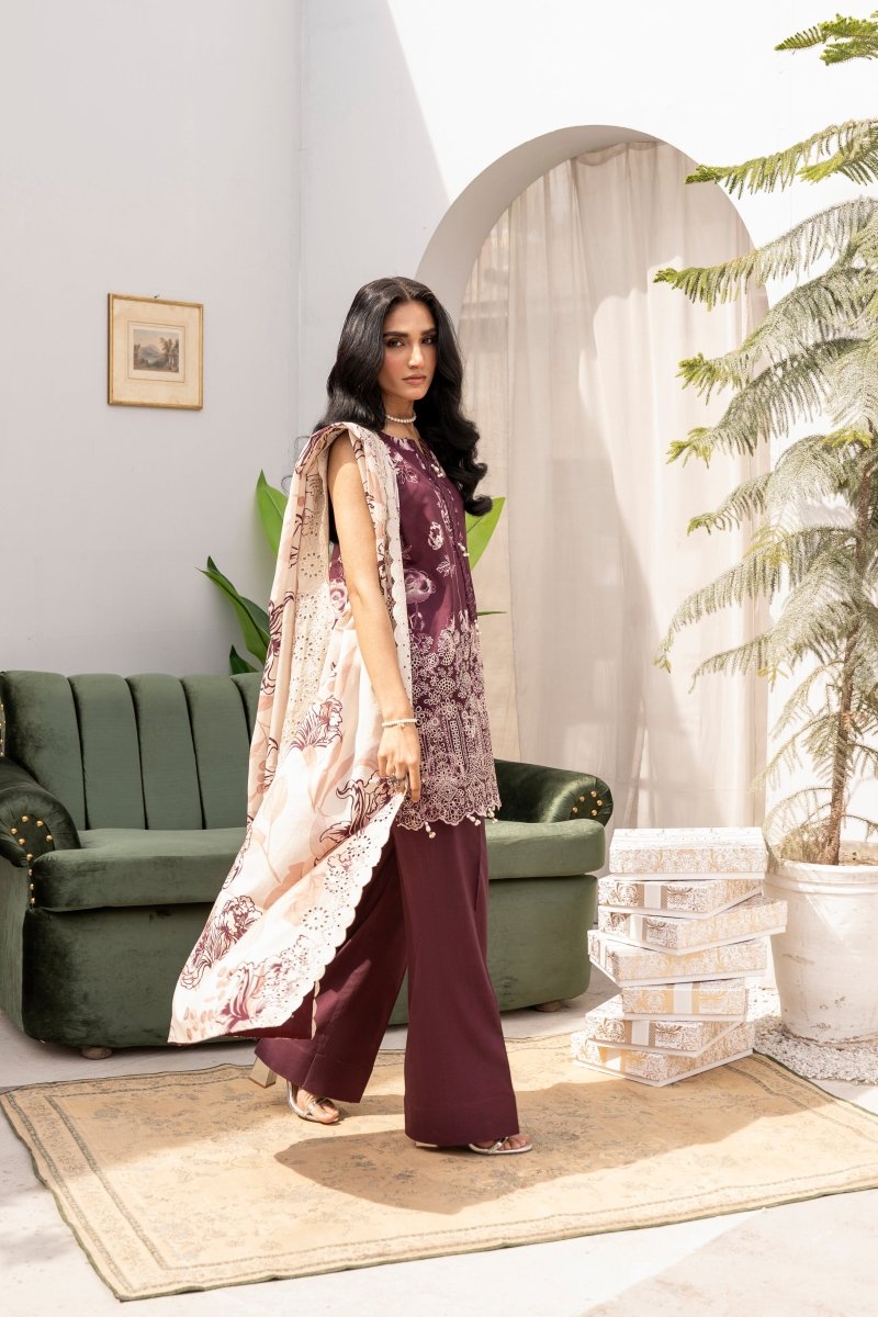 FIRDOUS 3 Piece Stitched Embroidered Printed Lawn Suit - D-780