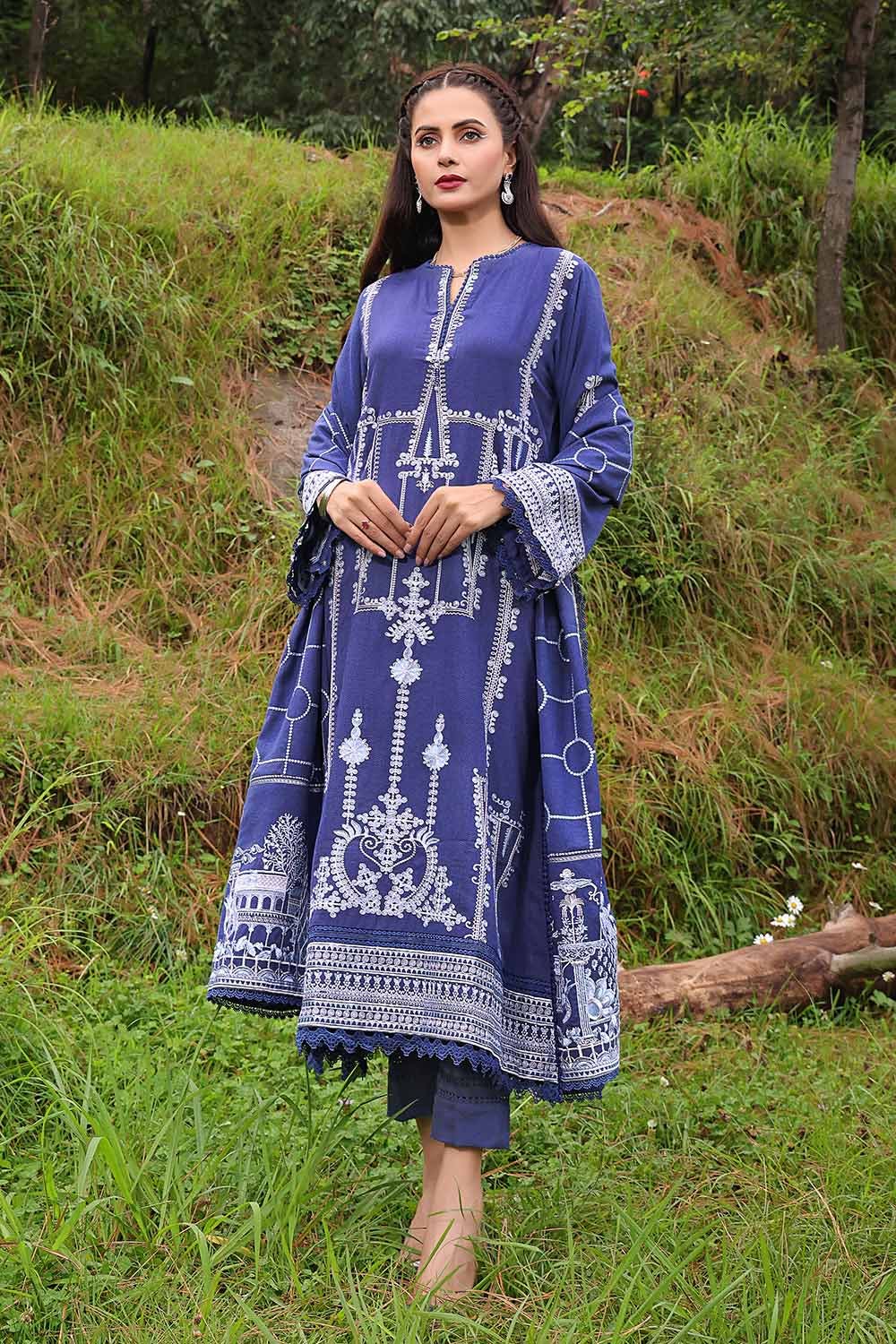 Gul Ahmed 3PC Embroidered Dhanak Unstitched Suit DH-32001