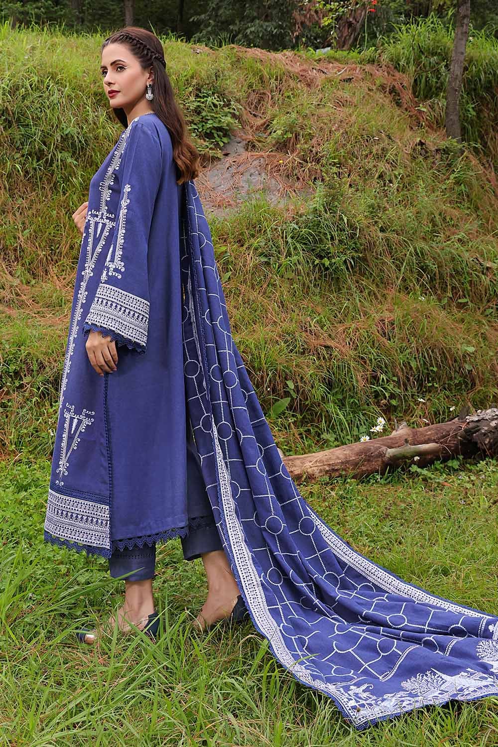 Gul Ahmed 3PC Embroidered Dhanak Unstitched Suit DH-32001