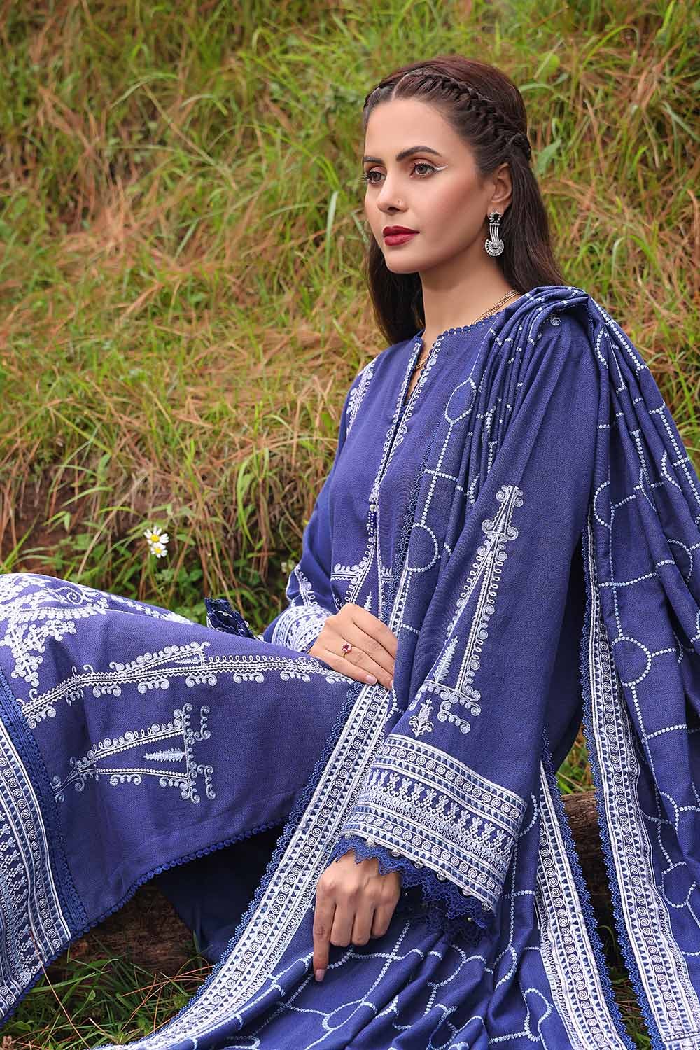 Gul Ahmed 3PC Embroidered Dhanak Unstitched Suit DH-32001