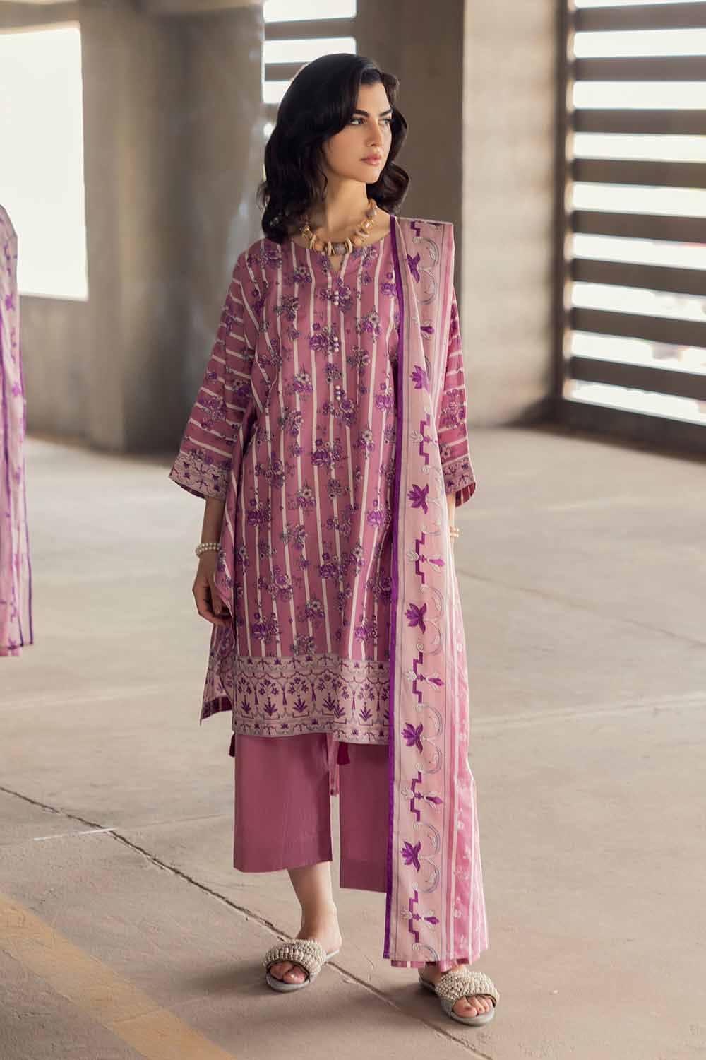 Gul Ahmed 3PC Cambric Printed Unstitched Suit with Denting Lawn Dupatta DN-32099 A