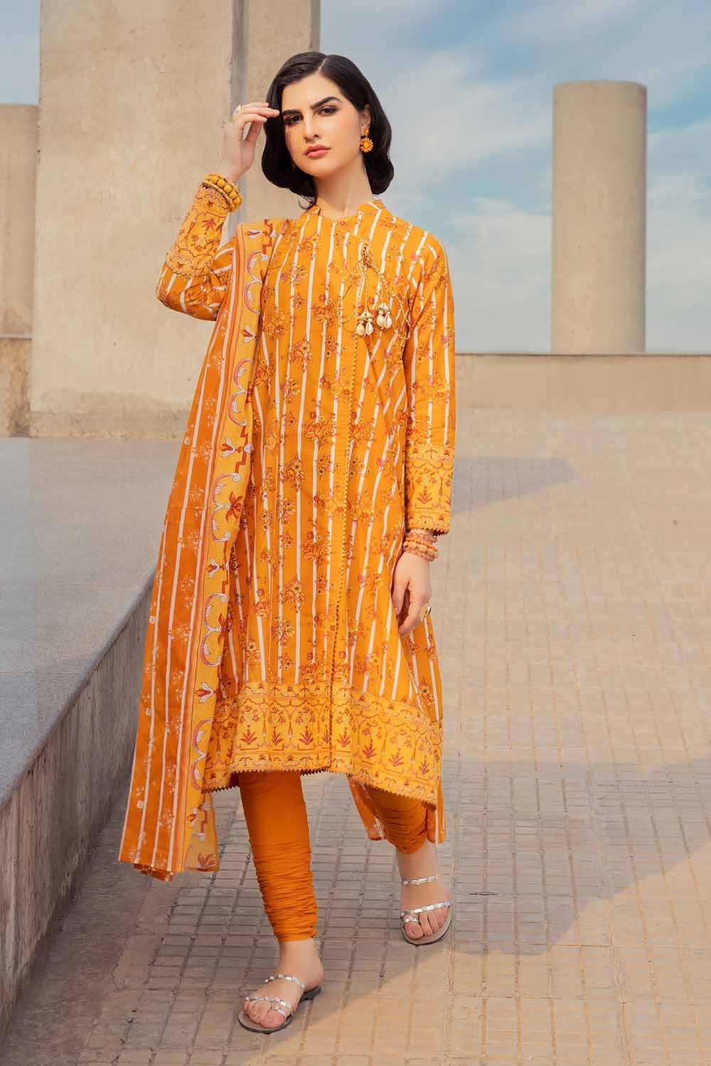 Gul Ahmed 3PC Cambric Printed Unstitched Suit with Denting Lawn Dupatta DN-32099 B