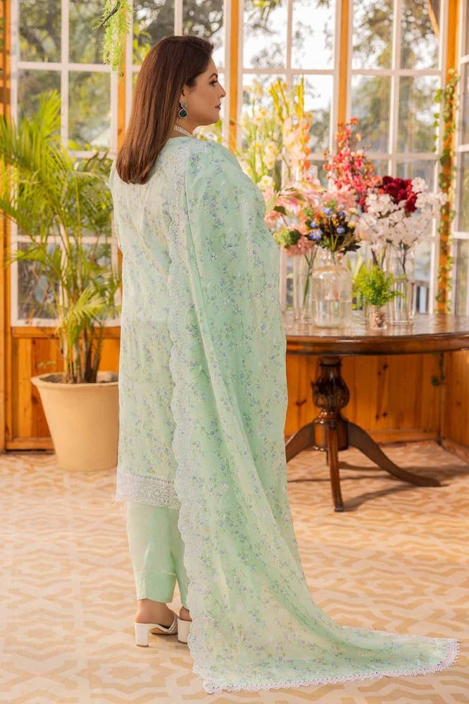 Gul Ahmed 3PC Embroidered Printed Lawn Unstitched Suit with Embroidered Printed Denting Lawn Dupatta - DN-42022
