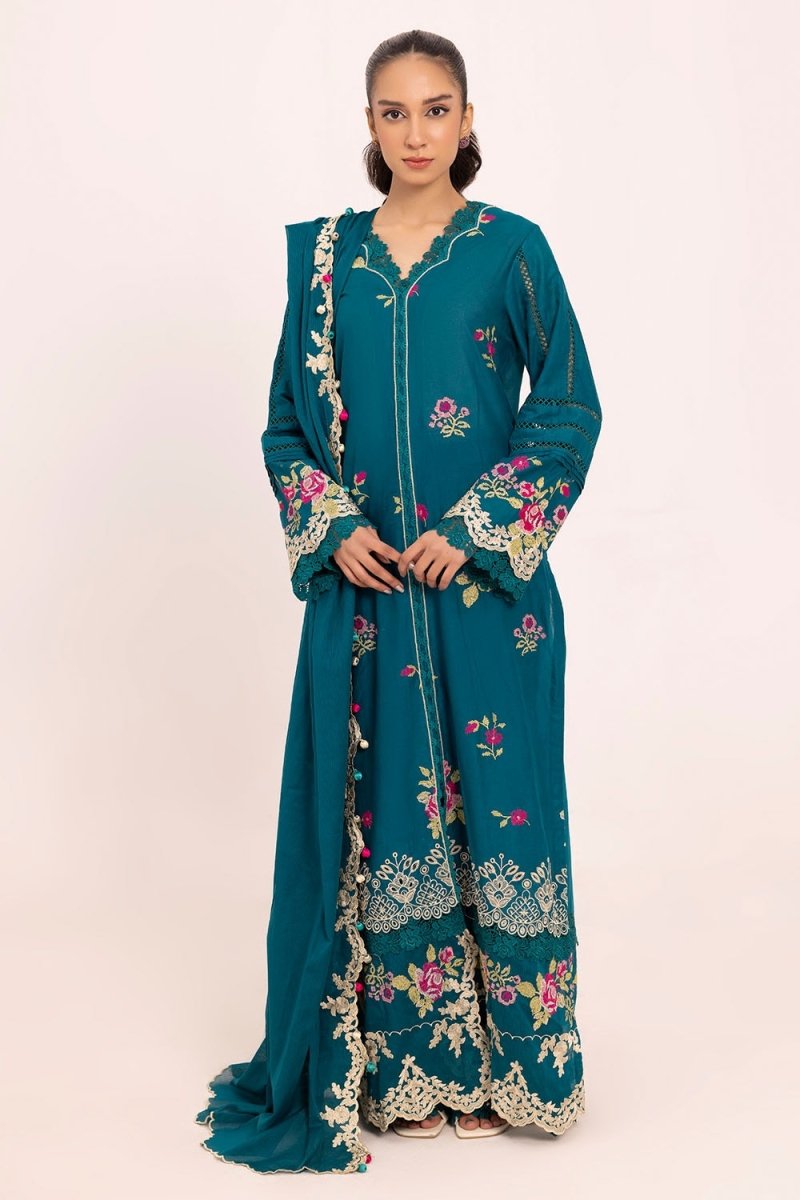 Gul Ahmed 3 Piece Unstitched Embroidered Lawn Suit with Embroidered Denting Lawn Dupatta DN-52010