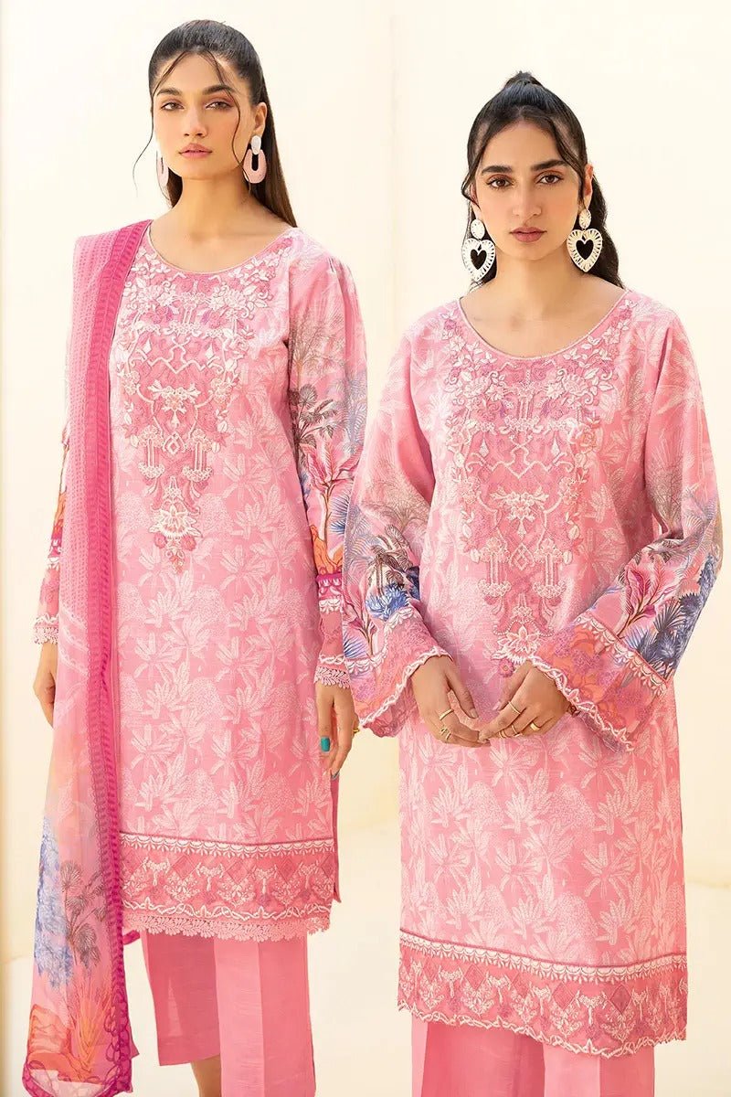 Ramsha 3 Piece Stitched Digital Printed Khaddar Suit - E-202 - Pink