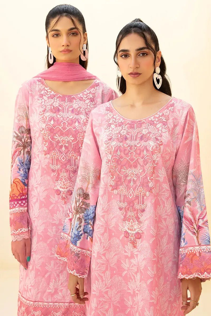 Ramsha 3 Piece Stitched Digital Printed Khaddar Suit - E-202 - Pink