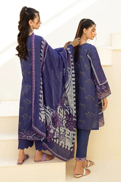 Ramsha 3 Piece Stitched Digital Printed Khaddar Suit - E-206 - Blue