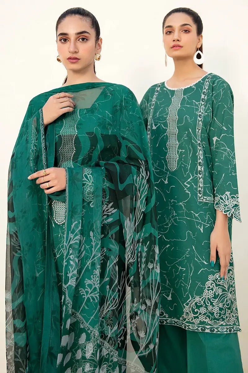Ramsha 3 Piece Stitched Digital Printed Khaddar Suit - E-207 - Green