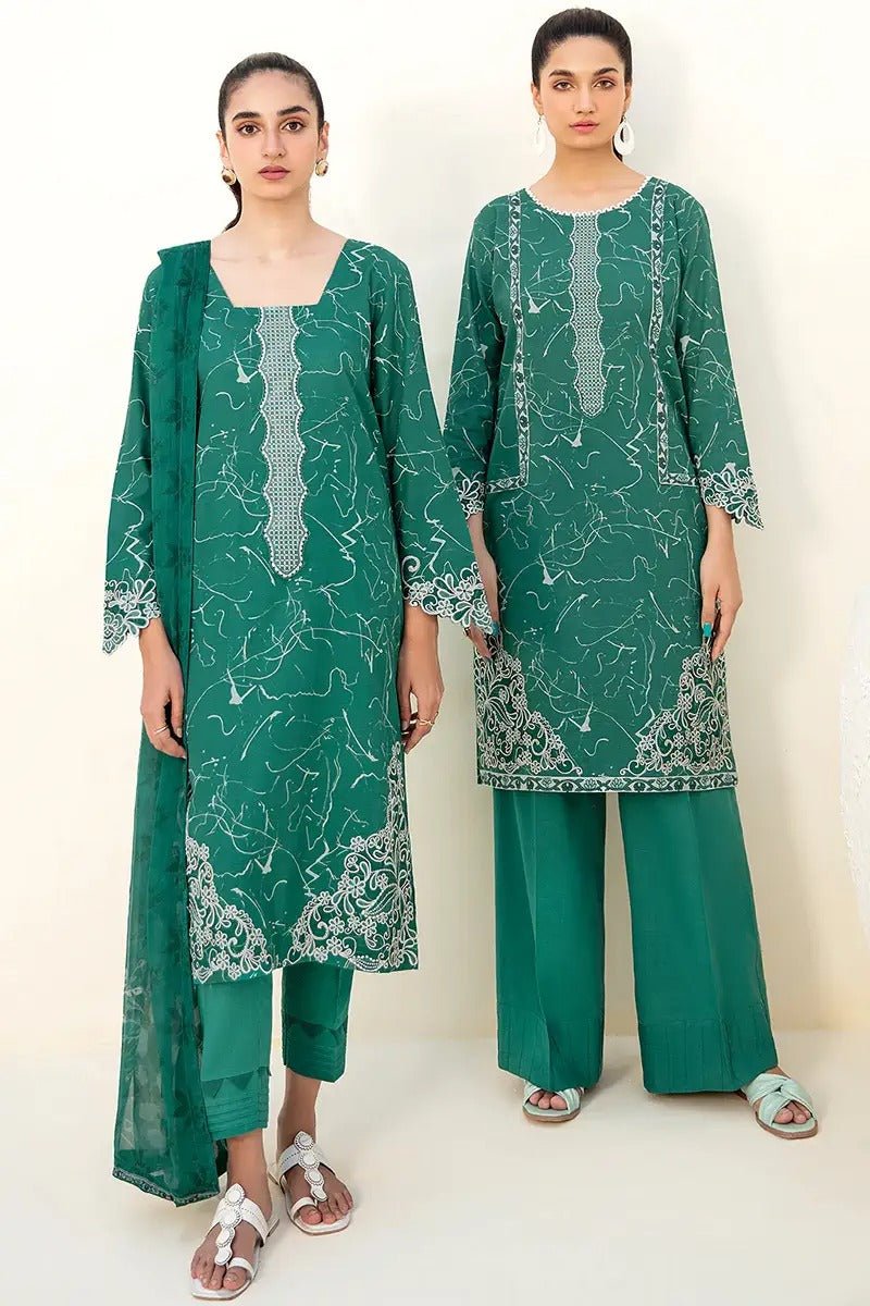 Ramsha 3 Piece Stitched Digital Printed Khaddar Suit - E-207 - Green