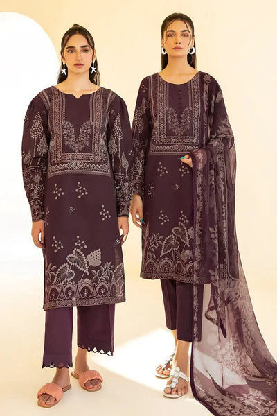 Ramsha 3 Piece Stitched Digital Printed Khaddar Suit - E-208 - Mahogany