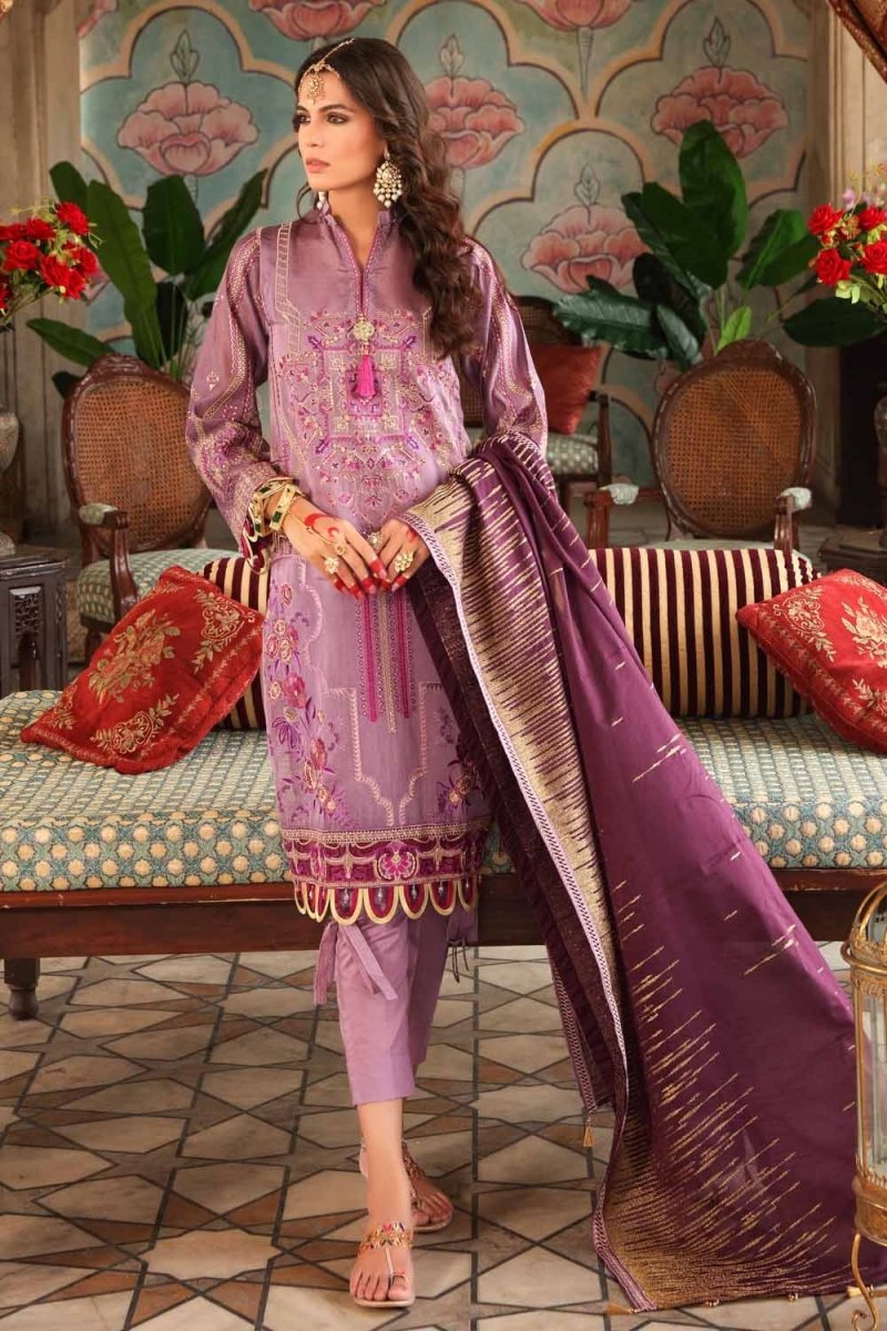 Gul Ahmed Ready To Wear 3 Piece Embroidered Khadi Net Suit with Lawn Dupatta FE-12257