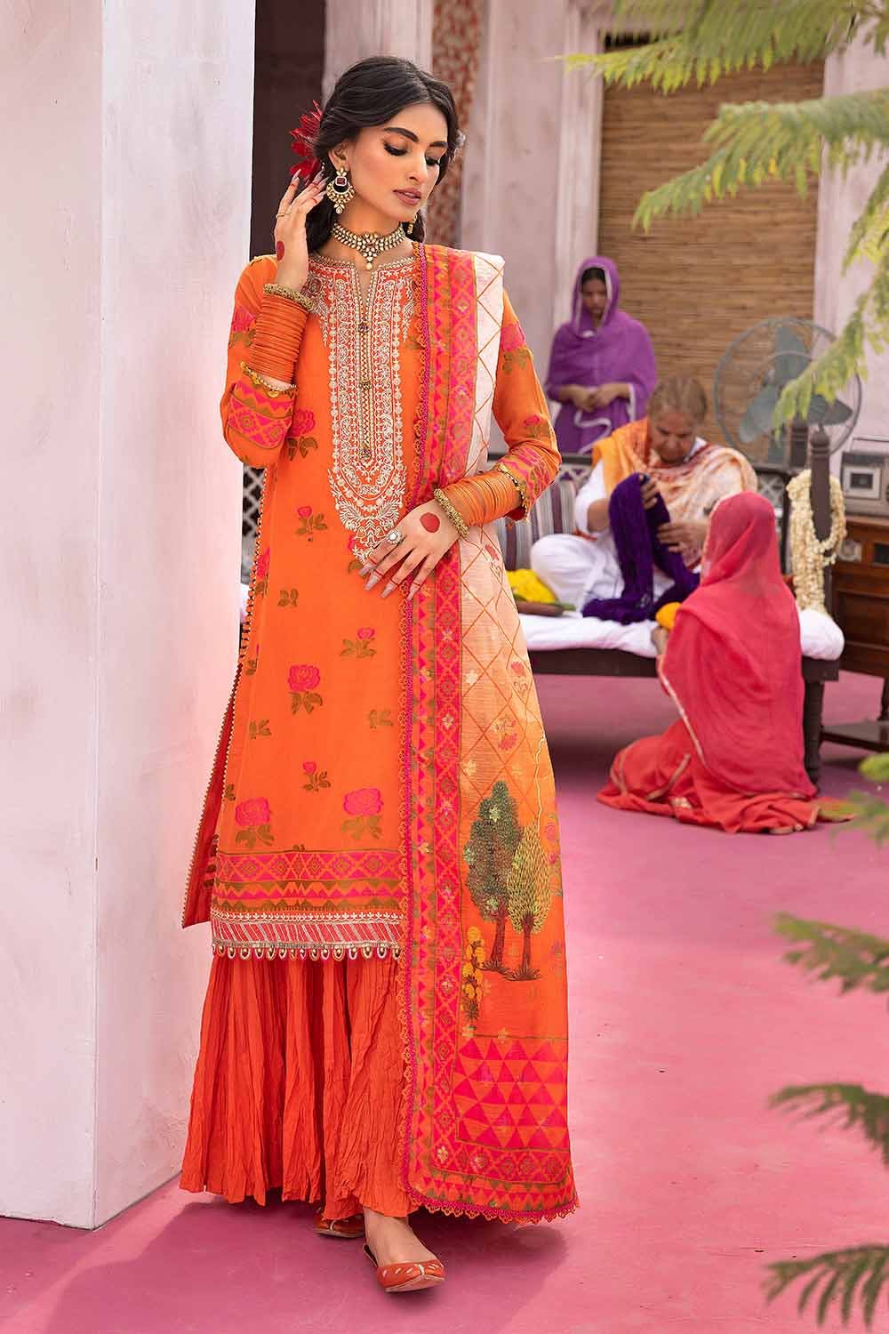 Gul Ahmed 3PC Embroidered Unstitched Jacquard Shirt with Digital Printed Jacquard Dupatta and Neckline FE-32034