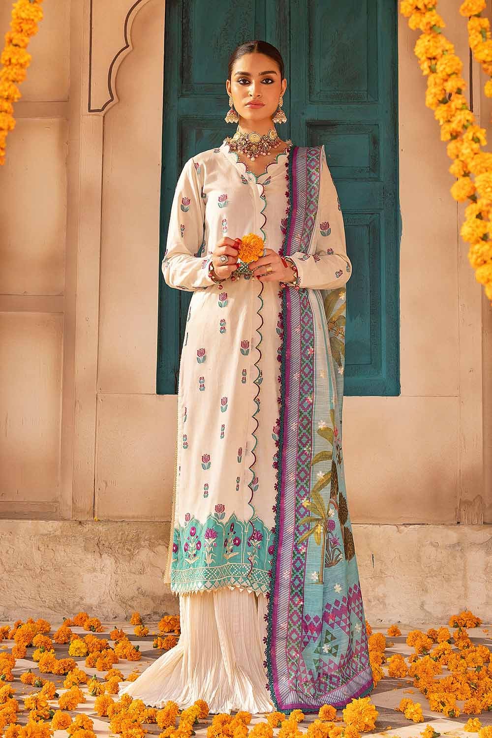Gul Ahmed 3PC Embroidered Unstitched Jacquard Shirt with Digital Printed Jacquard Dupatta and Inner FE-32036