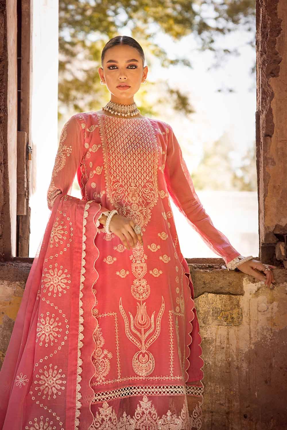 Gul Ahmed 3PC Foil Embroidered Paper Cotton Unstitched Suit with Foil Embroidered Paper Cotton Dupatta FE-32086