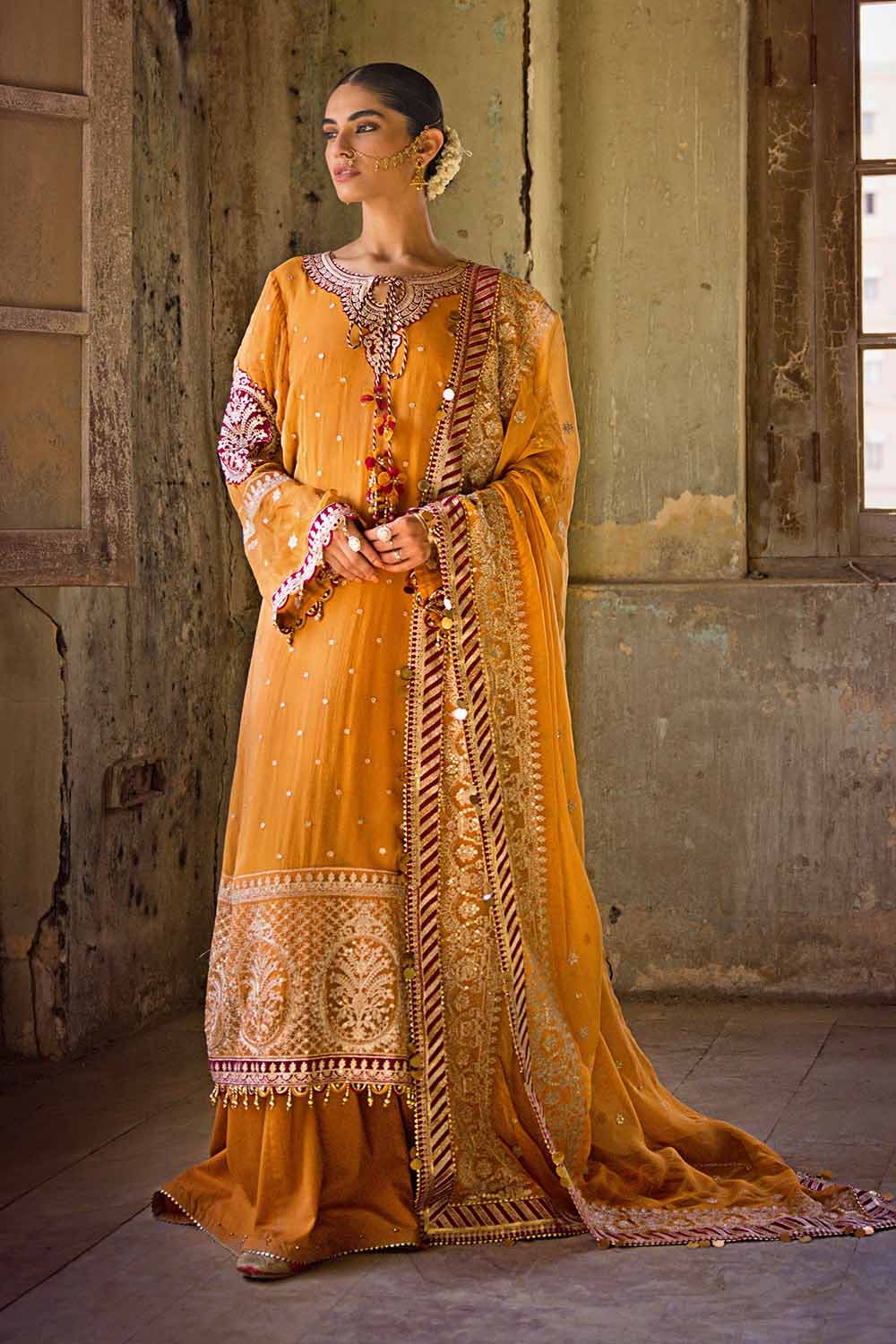 Gul Ahmed 3PC Embroidered Chiffon Unstitched Suit with Zari and Sequence FE-32097