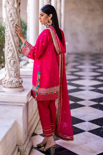Gul Ahmed 3PC Zari and Sequins Embroidered Raw Silk Unstitched Suit with Zari and Sequins Embroidered Chiffon Dupatta FE-42012