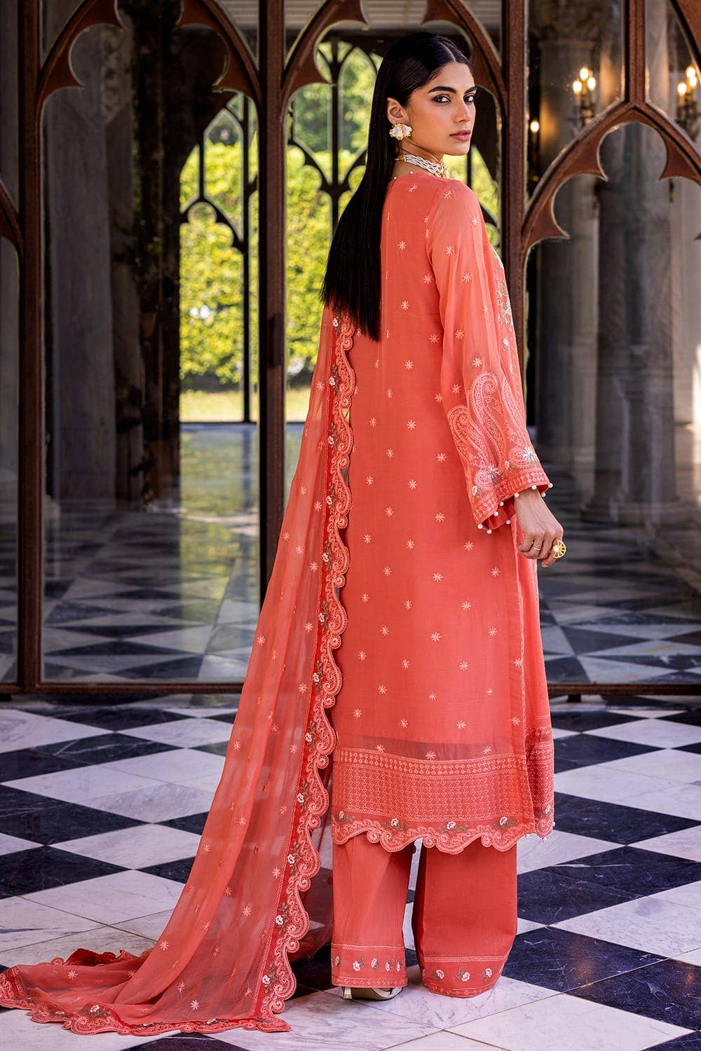 Gul Ahmed 3PC Embroidered Chiffon Unstitched Suit with Embroidered Chiffon Dupatta FE-42016