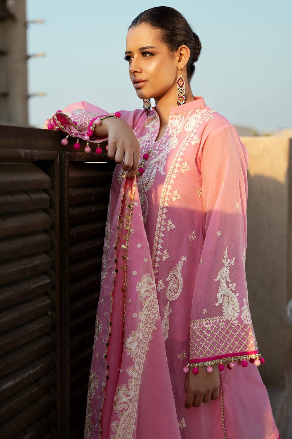 Gul Ahmed 3PC Embroidered Paper Cotton Unstitched Suit with Embroidered Paper Cotton Dupatta FE-42017