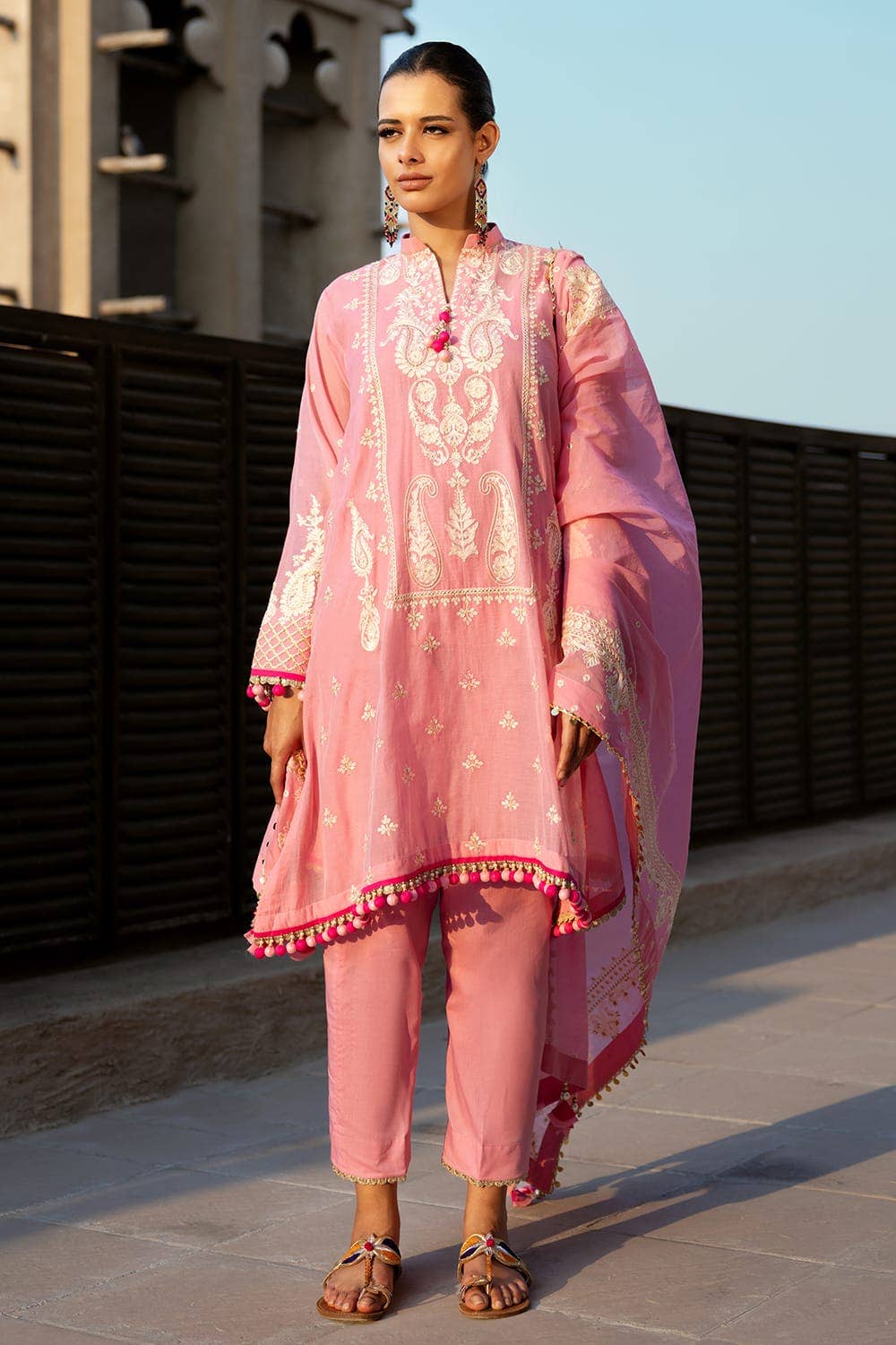 Gul Ahmed 3PC Embroidered Paper Cotton Unstitched Suit with Embroidered Paper Cotton Dupatta FE-42017