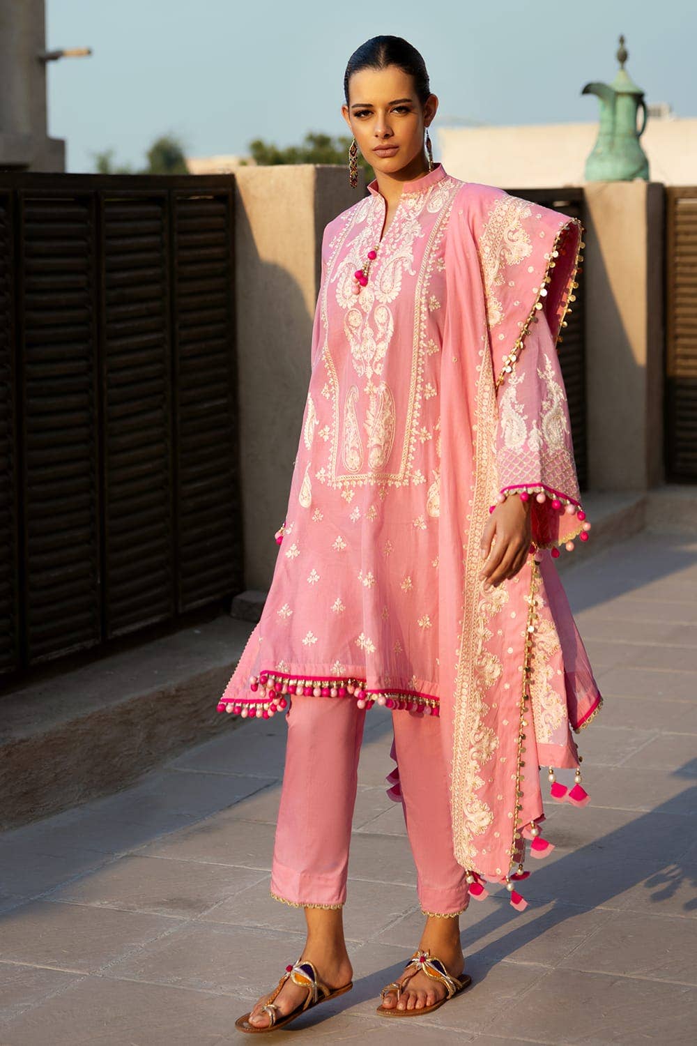 Gul Ahmed 3PC Embroidered Paper Cotton Unstitched Suit with Embroidered Paper Cotton Dupatta FE-42017