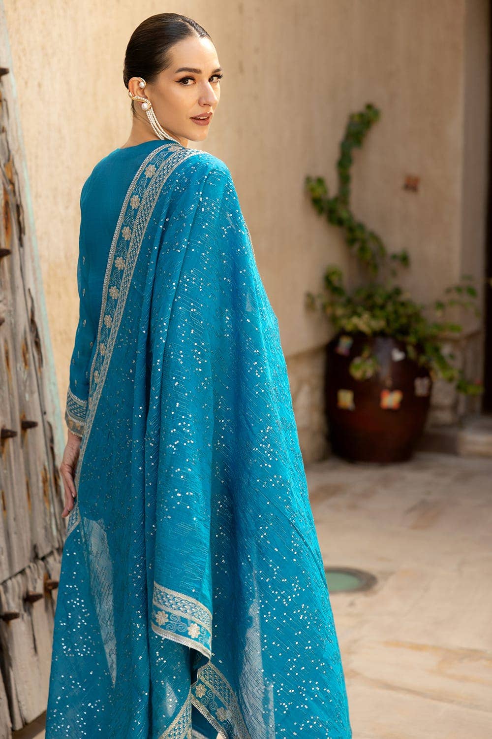 Gul Ahmed 3PC Embroidered Yarn Dyed Unstitched Suit with Embroidered Yarn Dyed Dupatta FE-42049