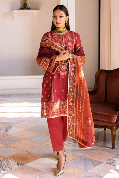 Gul Ahmed 3PC Embroidered Lawn Unstitched Suit with Embroidered Printed Organza Dupatta FE-42054