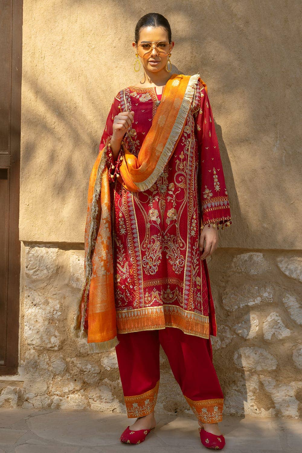 Gul Ahmed 3PC Embroidered Paper Cotton Unstitched Suit with Jacquard Dupatta FE-42056