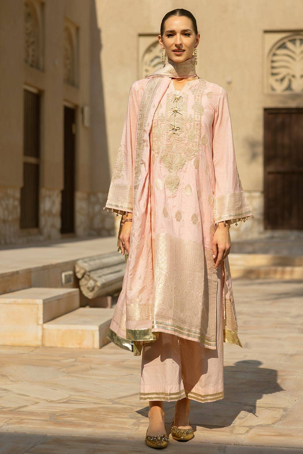 Gul Ahmed 3PC Embroidered Jacquard Unstitched Suit with Jacquard Dupatta FE-42058