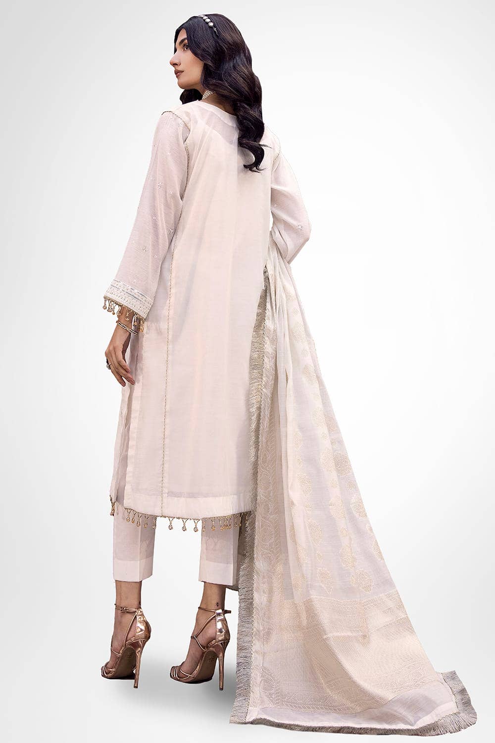 Gul Ahmed 3PC Embroidered Paper Cotton Unstitched Suit with Jacquard Dupatta FE-42060