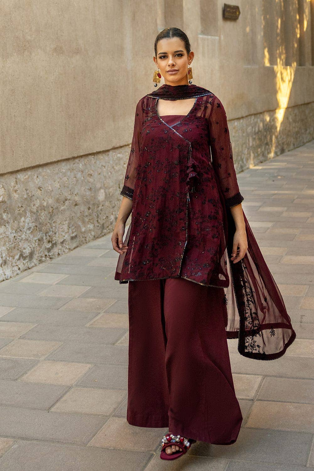 Gul Ahmed 3PC Embroidered Chiffon Unstitched Suit with Embroidered Chiffon Dupatta FE-42069
