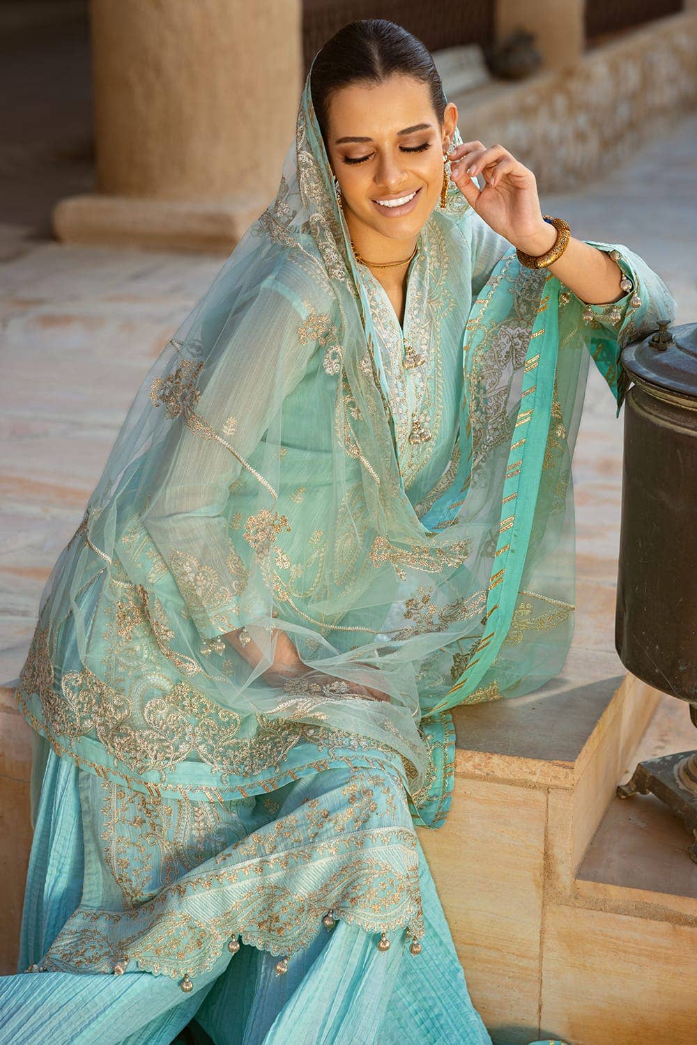 Gul Ahmed 3PC Embroidered Paper Cotton Unstitched Suit with Embroidered Net Dupatta FE-42071