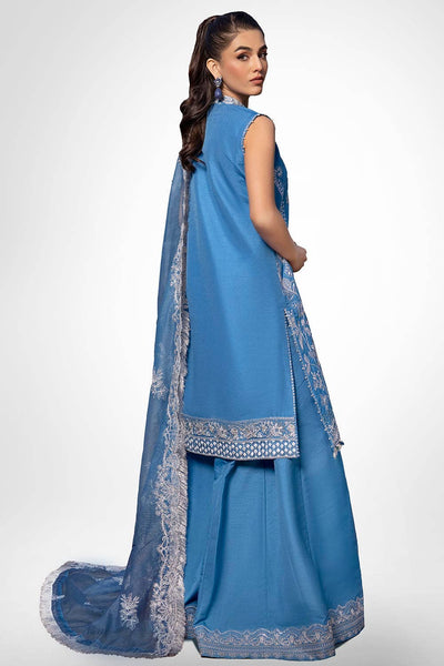 Gul Ahmed 3PC Embroidered Raw Silk Unstitched Suit with Embroidered Printed Net Dupatta FE-42074