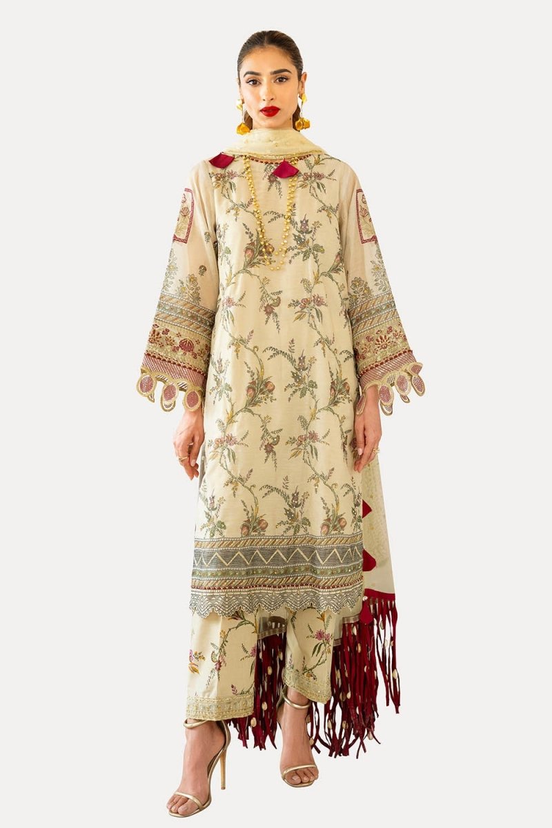 Gul Ahmed 3 Piece Unstitched Embroidered Printed Monar Slub Suit with Embroidered Net Dupatta FE-52010