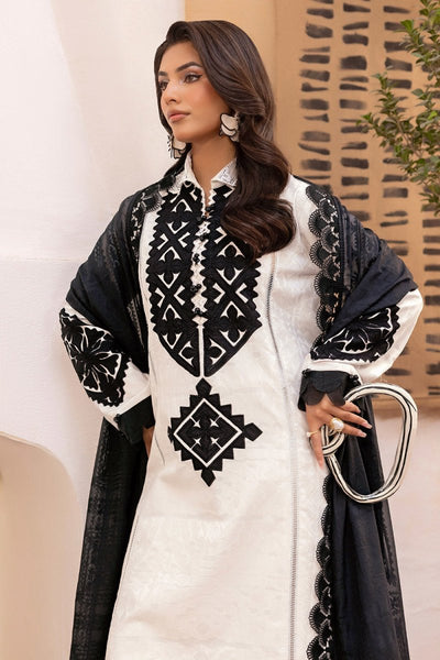 Gul Ahmed 3 Piece Unstitched Embroidered Jacquard Suit with Burnout Raw Silk Dupatta FE-52082