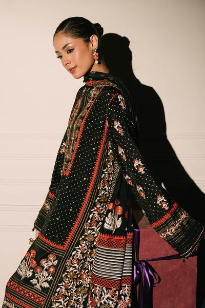 Gul Ahmed 3 Piece Unstitched Gold & Lacquer Printed Raw Silk Suit FE-52091