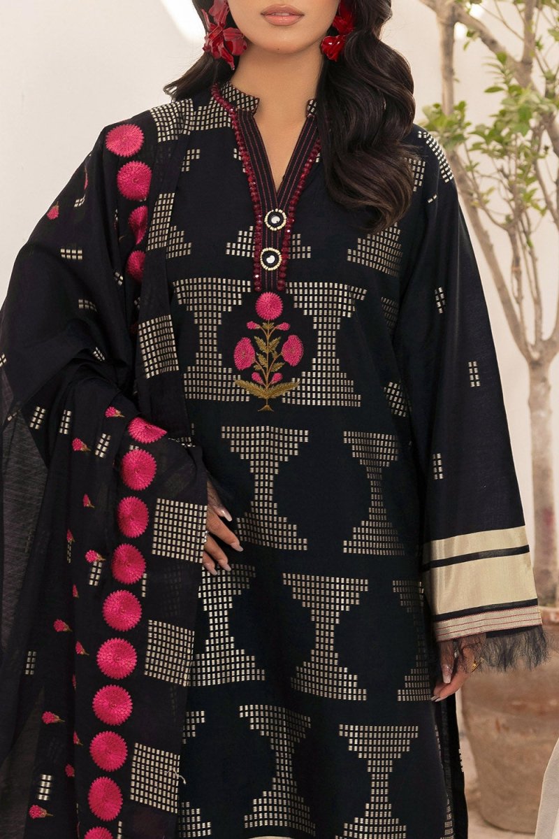 Gul Ahmed 3 Piece Unstitched Embroidered Jacquard Suit with Embroidered Jacquard Dupatta FE-52106