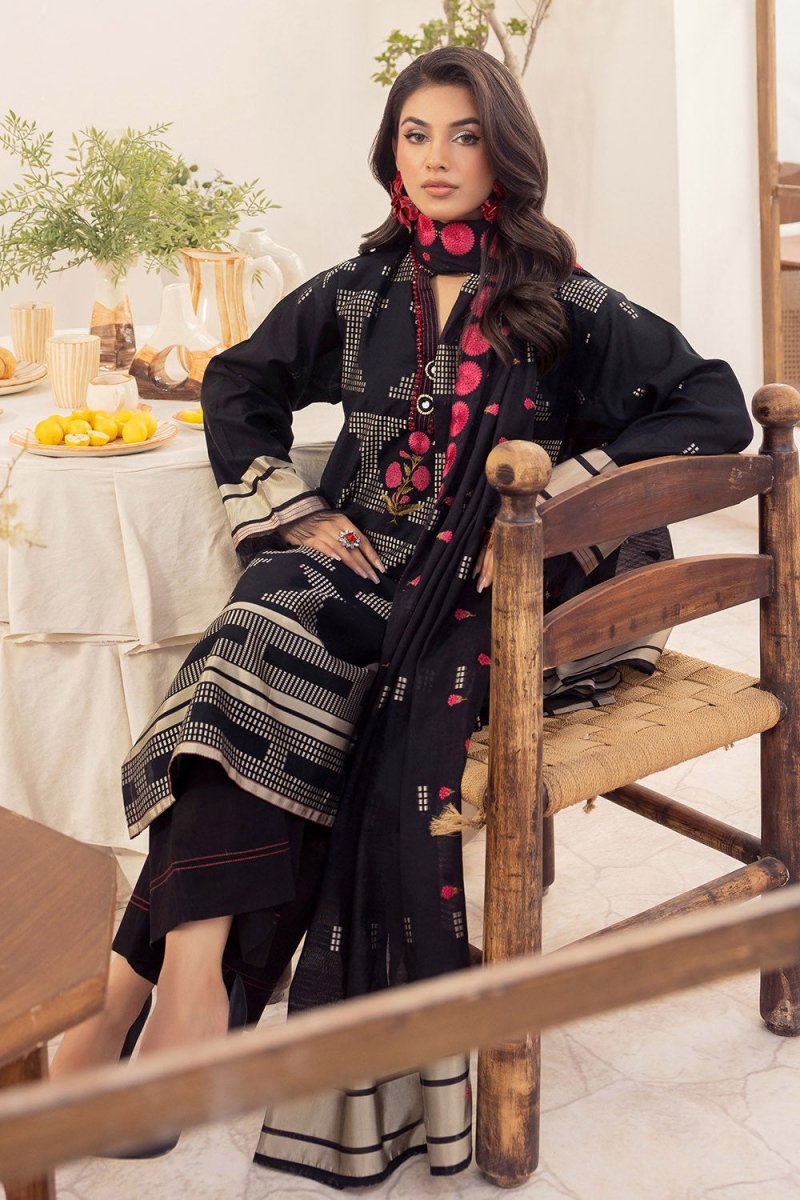 Gul Ahmed 3 Piece Unstitched Embroidered Jacquard Suit with Embroidered Jacquard Dupatta FE-52106