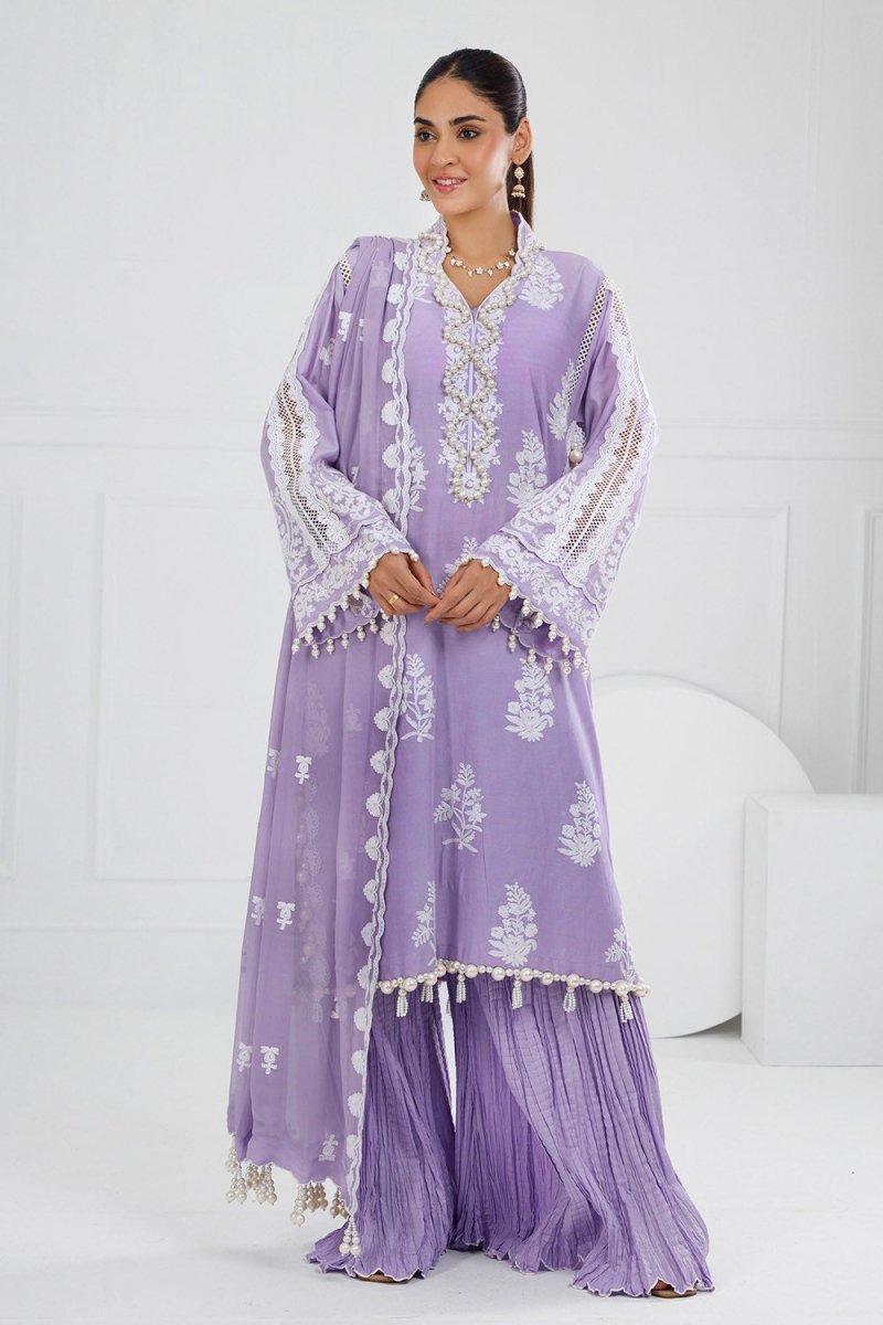 Gul Ahmed 3 Piece Unstitched Embroidered Lawn Suit with Embroidered Chiffon Dupatta FE-52108