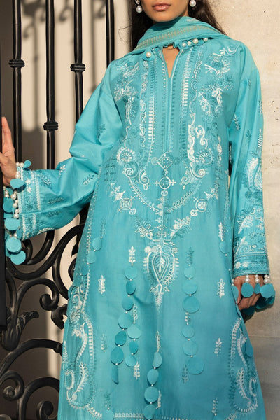 Gul Ahmed 3 Piece Unstitched Embroidered Lawn Suit with Embroidered Chiffon Dupatta FE-52109