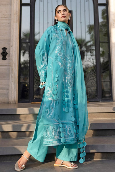 Gul Ahmed 3 Piece Unstitched Embroidered Lawn Suit with Embroidered Chiffon Dupatta FE-52109