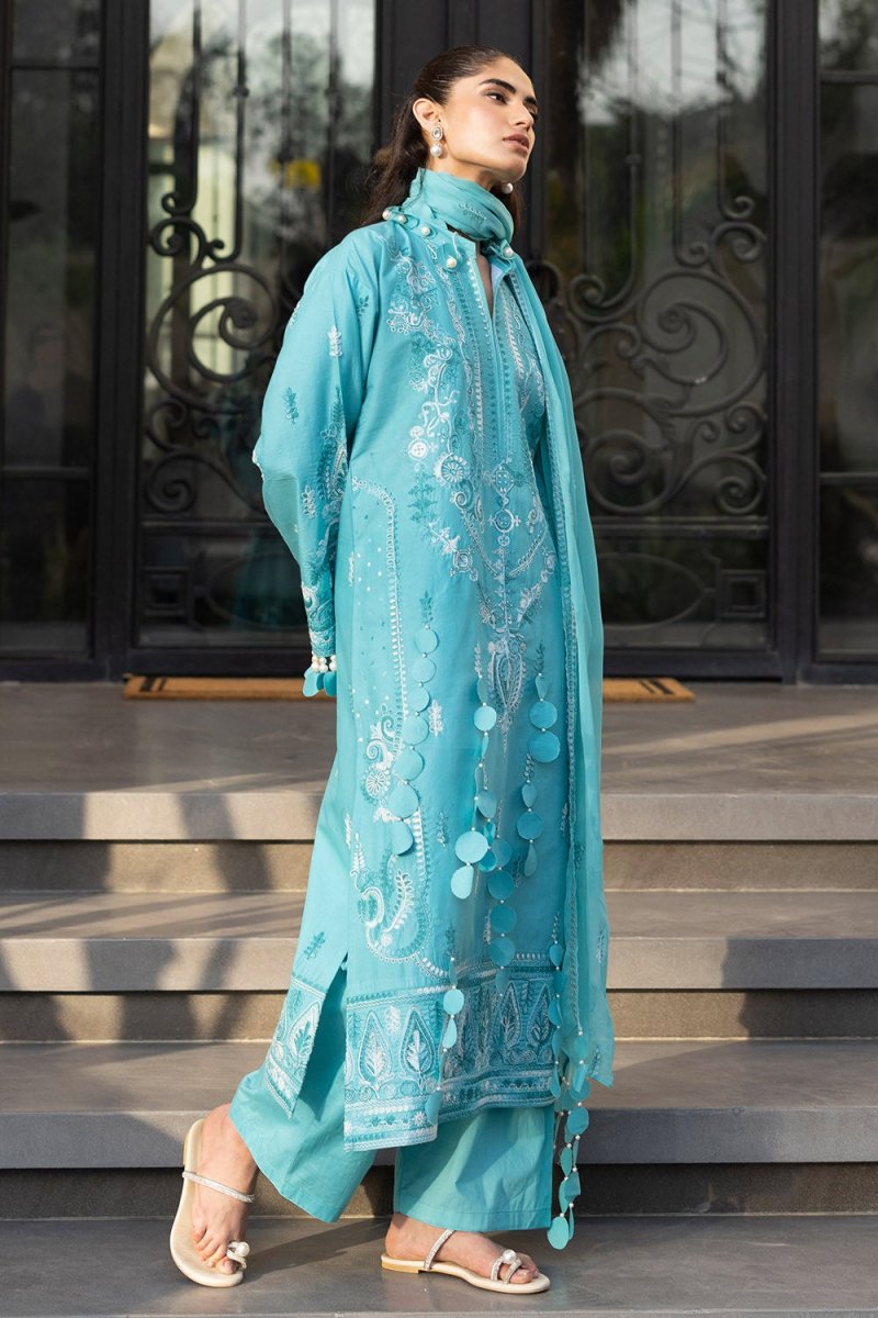 Gul Ahmed 3 Piece Unstitched Embroidered Lawn Suit with Embroidered Chiffon Dupatta FE-52109